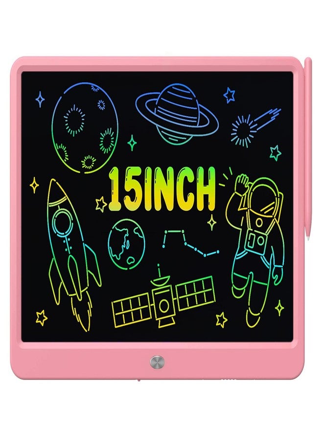 proffisy LCD Writing Tablet 15 Inches Colorful Screen Drawing Pad, E-Writing and Scribbler Boards for Kids, Electronic Educational Learning Toys for 3-12 Year Old Girls Pink, Colorful Screen - Image 1